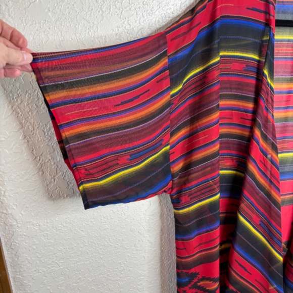 Turquoise Haven Red Black Native American Print Kimono Duster Women's Si… - Picture 7 of 11